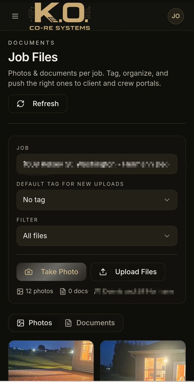 Job Files screen