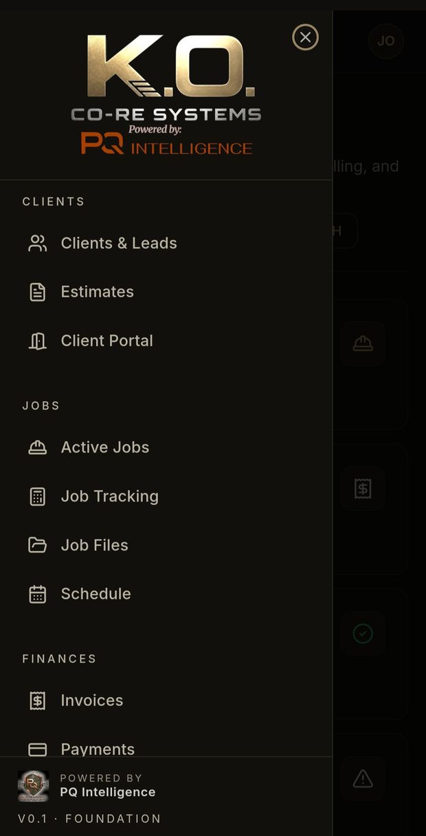 App navigation menu